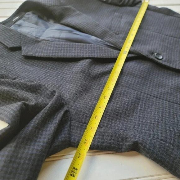 PRONTO UOMO Platinum Men Size 42S Blue Black Plaid 100% Wool Jacket Blazer Short - Picture 2 of 9